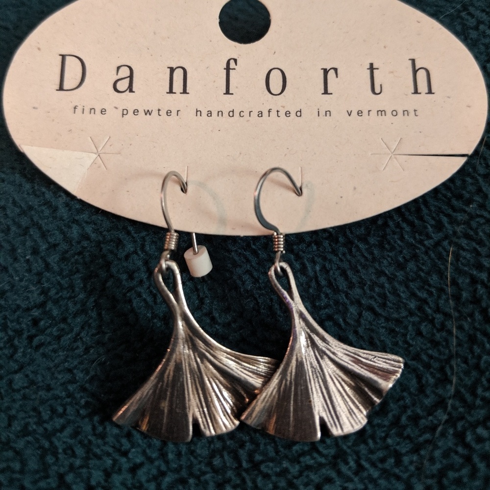 Danforth Pewter Ginko leaf earings